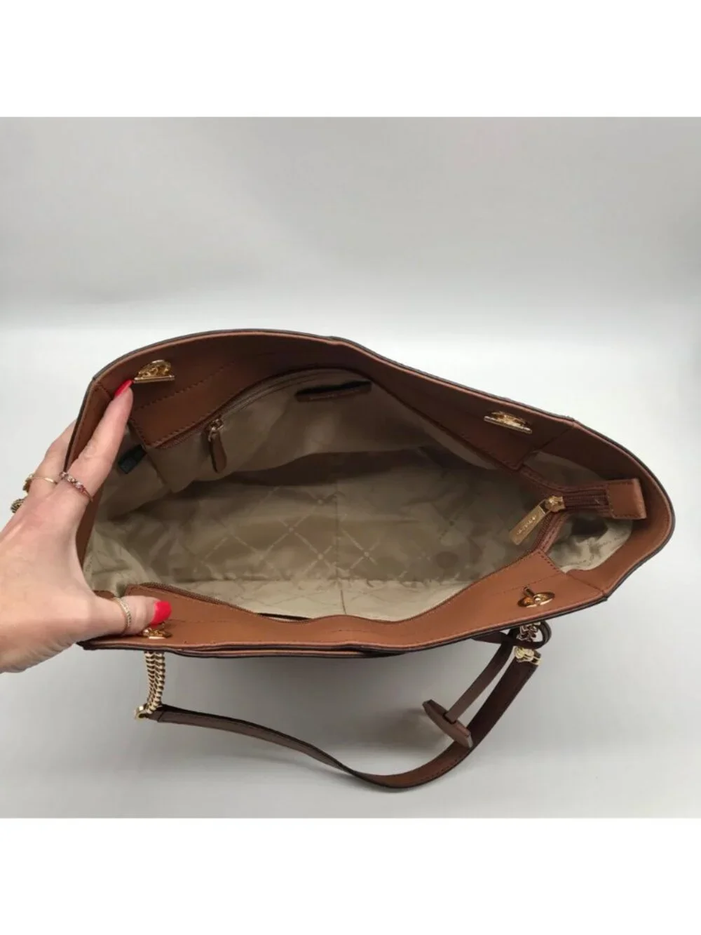 Michael Kors Brown Saffiano Leather Shoulder Bag - Picture 10 of 11